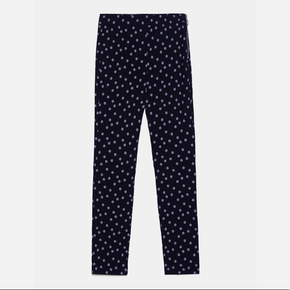 ZARA Flower Print High Waisted Stretch Pants - Picture 3 of 8